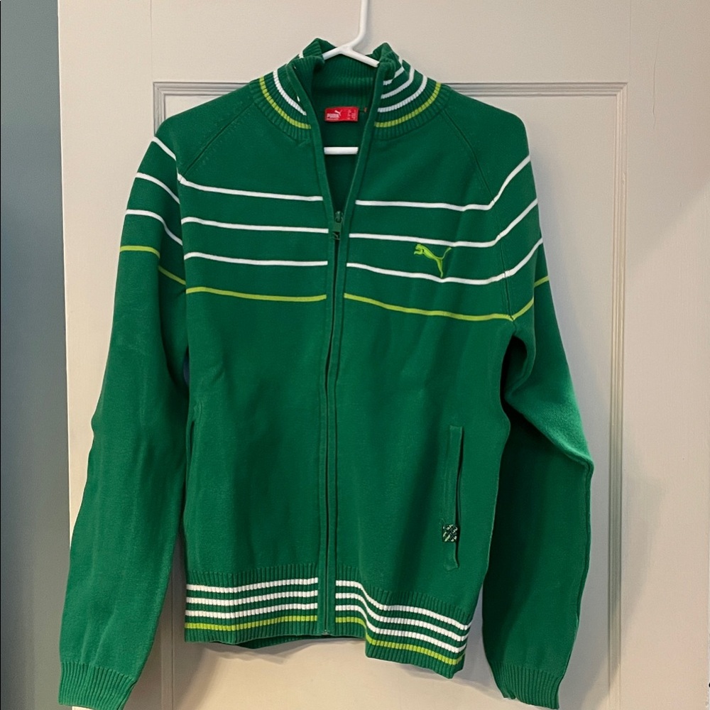 Puma Striped Green Men’s Full Zip